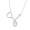 Thumbnail Image 1 of Pear-Shaped Aquamarine & White Lab-Created Sapphire Stethoscope Necklace Sterling Silver 17&quot;