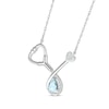 Thumbnail Image 2 of Pear-Shaped Aquamarine & White Lab-Created Sapphire Stethoscope Necklace Sterling Silver 17&quot;