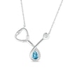 Thumbnail Image 1 of Pear-Shaped Blue Topaz & White Lab-Created Sapphire Stethoscope Necklace Sterling Silver 17&quot;