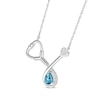 Thumbnail Image 2 of Pear-Shaped Blue Topaz & White Lab-Created Sapphire Stethoscope Necklace Sterling Silver 17&quot;