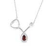 Thumbnail Image 1 of Pear-Shaped Garnet & White Lab-Created Sapphire Stethoscope Necklace Sterling Silver 17&quot;