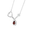 Thumbnail Image 2 of Pear-Shaped Garnet & White Lab-Created Sapphire Stethoscope Necklace Sterling Silver 17&quot;