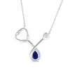 Thumbnail Image 1 of Pear-Shaped Blue Lab-Created Sapphire & White Lab-Created Sapphire Stethoscope Necklace Sterling Silver 17&quot;