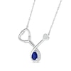 Thumbnail Image 2 of Pear-Shaped Blue Lab-Created Sapphire & White Lab-Created Sapphire Stethoscope Necklace Sterling Silver 17&quot;