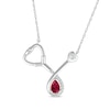 Thumbnail Image 1 of Pear-Shaped Lab-Created Ruby & White Lab-Created Sapphire Stethoscope Necklace Sterling Silver 17&quot;