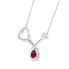 Thumbnail Image 2 of Pear-Shaped Lab-Created Ruby & White Lab-Created Sapphire Stethoscope Necklace Sterling Silver 17&quot;