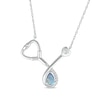 Thumbnail Image 1 of Pear-Shaped Lab-Created Opal & White Lab-Created Sapphire Stethoscope Necklace Sterling Silver 17&quot;