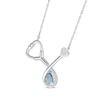 Thumbnail Image 2 of Pear-Shaped Lab-Created Opal & White Lab-Created Sapphire Stethoscope Necklace Sterling Silver 17&quot;