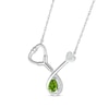 Thumbnail Image 2 of Pear-Shaped Peridot & White Lab-Created Sapphire Stethoscope Necklace Sterling Silver 17&quot;