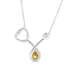 Thumbnail Image 1 of Pear-Shaped Citrine & White Lab-Created Sapphire Stethoscope Necklace Sterling Silver 17&quot;