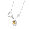 Thumbnail Image 2 of Pear-Shaped Citrine & White Lab-Created Sapphire Stethoscope Necklace Sterling Silver 17&quot;