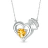 Thumbnail Image 2 of Heart-Shaped Citrine & White Lab-Created Sapphire Nurse Necklace Sterling Silver 17&quot;