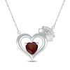 Thumbnail Image 1 of Heart-Shaped Garnet & White Lab-Created Sapphire Nurse Necklace Sterling Silver 17&quot;