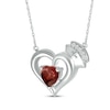 Thumbnail Image 2 of Heart-Shaped Garnet & White Lab-Created Sapphire Nurse Necklace Sterling Silver 17&quot;