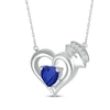 Thumbnail Image 2 of Heart-Shaped Blue Lab-Created Sapphire & White Lab-Created Sapphire Nurse Necklace Sterling Silver 17&quot;