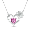 Thumbnail Image 1 of Heart-Shaped Pink Lab-Created Sapphire & White Lab-Created Sapphire Nurse Necklace Sterling Silver 17&quot;