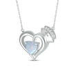 Thumbnail Image 2 of Heart-Shaped Lab-Created Opal & White Lab-Created Sapphire Nurse Necklace Sterling Silver 17&quot;