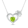 Thumbnail Image 1 of Heart-Shaped Peridot & White Lab-Created Sapphire Nurse Necklace Sterling Silver 17&quot;