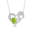 Thumbnail Image 2 of Heart-Shaped Peridot & White Lab-Created Sapphire Nurse Necklace Sterling Silver 17&quot;