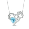 Thumbnail Image 2 of Heart-Shaped Blue Topaz & White Lab-Created Sapphire Nurse Necklace Sterling Silver 17&quot;