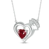 Thumbnail Image 2 of Heart-Shaped Lab-Created Ruby & White Lab-Created Sapphire Nurse Necklace Sterling Silver 17&quot;