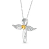 Thumbnail Image 2 of Heart-Shaped Citrine & White Lab-Created Sapphire Angel Wings & Cross Necklace Sterling Silver 18&quot;