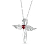 Thumbnail Image 2 of Heart-Shaped Lab-Created Ruby & White Lab-Created Sapphire Angel Wings & Cross Necklace Sterling Silver 18&quot;