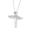 Thumbnail Image 2 of Heart-Shaped Lab-Created Opal & White Lab-Created Sapphire Angel Wings & Cross Necklace Sterling Silver 18&quot;