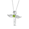 Thumbnail Image 2 of Heart-Shaped Peridot & White Lab-Created Sapphire Angel Wings & Cross Necklace Sterling Silver 18&quot;