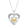 Thumbnail Image 1 of Heart-Shaped Citrine & White Lab-Created Sapphire Heart & Star of David Necklace Sterling Silver 18&quot;