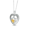 Thumbnail Image 2 of Heart-Shaped Citrine & White Lab-Created Sapphire Heart & Star of David Necklace Sterling Silver 18&quot;