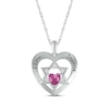 Thumbnail Image 1 of Heart-Shaped Pink Lab-Created Sapphire & White Lab-Created Sapphire Heart & Star of David Necklace Sterling Silver 18&quot;