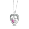 Thumbnail Image 2 of Heart-Shaped Pink Lab-Created Sapphire & White Lab-Created Sapphire Heart & Star of David Necklace Sterling Silver 18&quot;