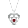 Thumbnail Image 1 of Heart-Shaped Lab-Created Ruby & White Lab-Created Sapphire Heart & Star of David Necklace Sterling Silver 18&quot;