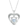 Thumbnail Image 1 of Heart-Shaped Lab-Created Opal & White Lab-Created Sapphire Heart & Star of David Necklace Sterling Silver 18&quot;