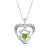 Thumbnail Image 1 of Heart-Shaped Peridot & White Lab-Created Sapphire Heart & Star of David Necklace Sterling Silver 18&quot;