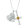 Thumbnail Image 1 of Citrine & White Lab-Created Sapphire Heart & Cross Necklace Sterling Silver 18&quot;