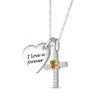 Thumbnail Image 2 of Citrine & White Lab-Created Sapphire Heart & Cross Necklace Sterling Silver 18&quot;