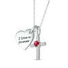 Thumbnail Image 2 of Lab-Created Ruby & White Lab-Created Sapphire Heart & Cross Necklace Sterling Silver 18&quot;