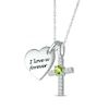 Thumbnail Image 2 of Peridot & White Lab-Created Sapphire Heart & Cross Necklace Sterling Silver 18&quot;