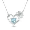 Thumbnail Image 1 of Heart-Shaped Aquamarine & White Lab-Created Sapphire Nurse Necklace Sterling Silver 17&quot;