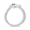 Thumbnail Image 2 of Amethyst & White Lab-Created Sapphire Cross Ring Sterling Silver