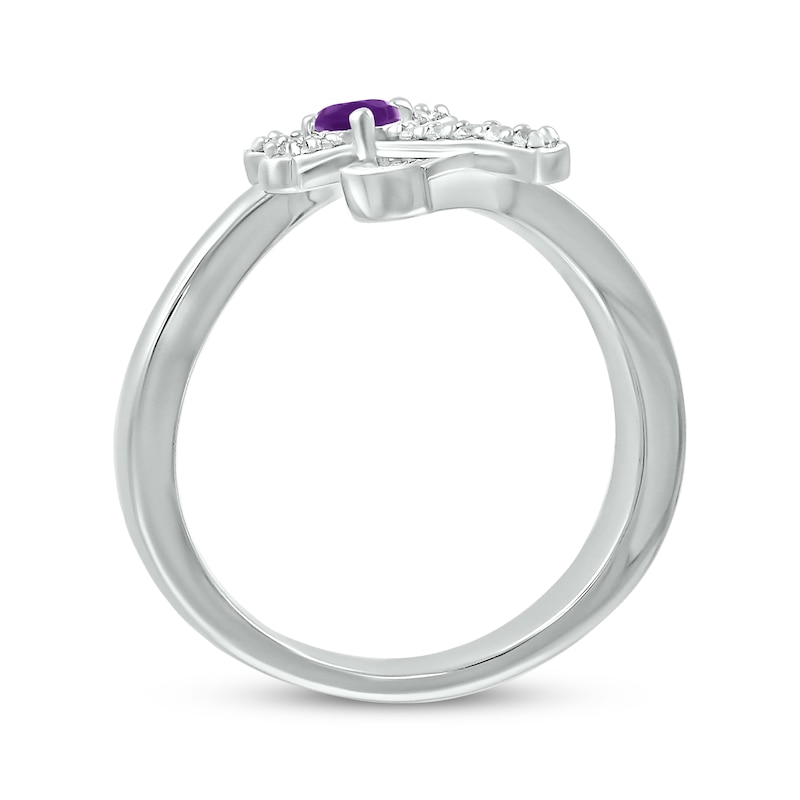 Amethyst & White Lab-Created Sapphire Cross Ring Sterling Silver