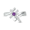 Thumbnail Image 3 of Amethyst & White Lab-Created Sapphire Cross Ring Sterling Silver