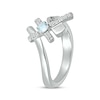 Thumbnail Image 2 of Aquamarine & White Lab-Created Sapphire Cross Ring Sterling Silver