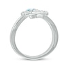 Thumbnail Image 3 of Aquamarine & White Lab-Created Sapphire Cross Ring Sterling Silver