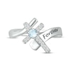 Thumbnail Image 4 of Aquamarine & White Lab-Created Sapphire Cross Ring Sterling Silver