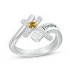 Thumbnail Image 1 of Citrine & White Lab-Created Sapphire Cross Ring Sterling Silver