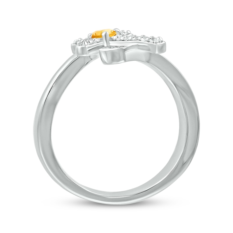 Main Image 3 of Citrine & White Lab-Created Sapphire Cross Ring Sterling Silver