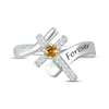 Thumbnail Image 4 of Citrine & White Lab-Created Sapphire Cross Ring Sterling Silver